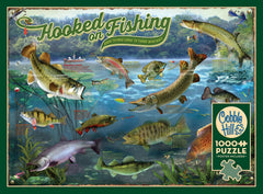 Cobble Hill Hooked on Fishing puzzle frame-ready—finished size makes framing simple.
