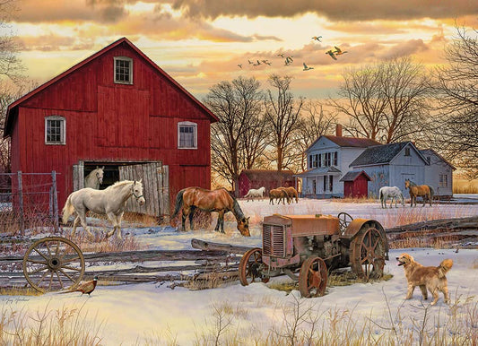 Cobble Hill Winter on the Farm box cover for the puzzle scene