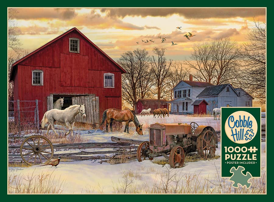 Cobble Hill Winter on the Farm finished display ready for framing