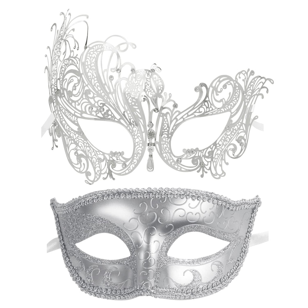 Coddsmz couple masquerade metal mask with rhinestones for an elegant nightlife look