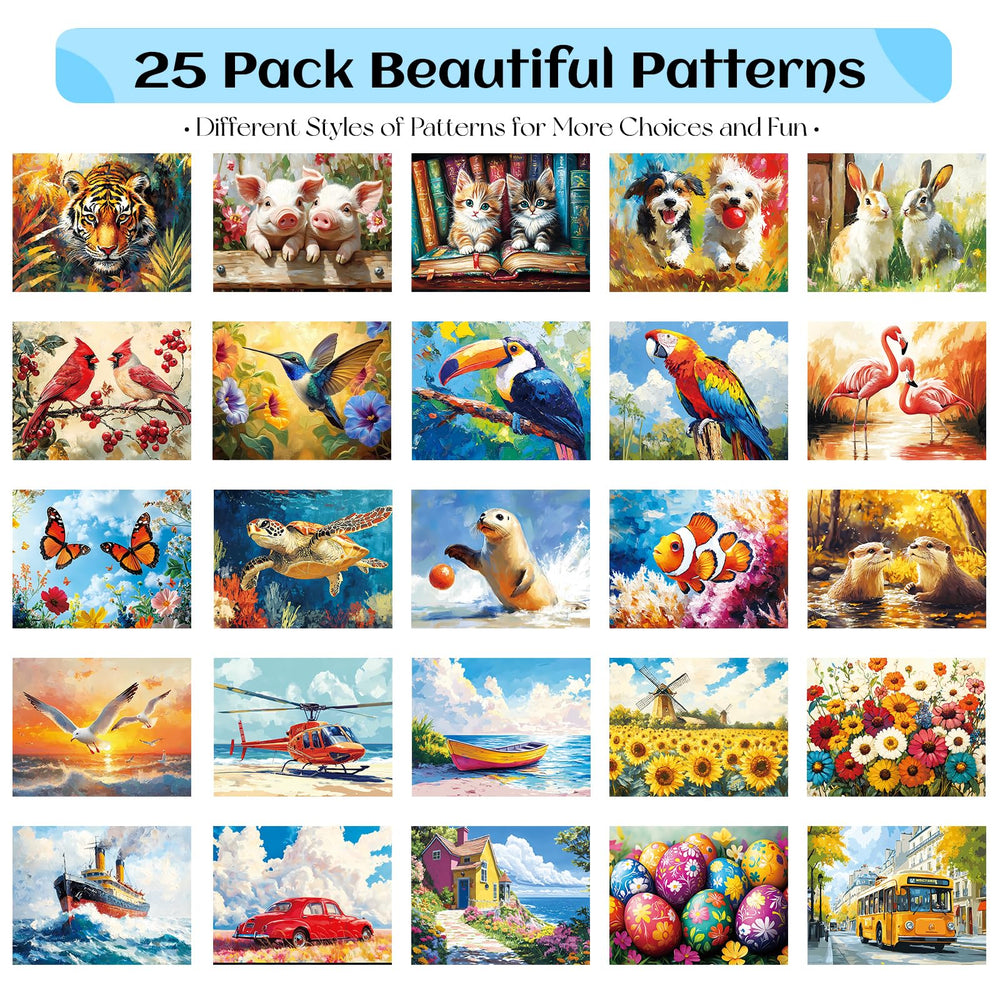 Codonen 25-pack dementia watercolor tiles show patterns as water lightly wets the page.