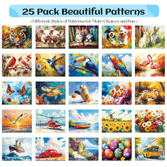 Codonen 25-pack dementia watercolor tiles show patterns as water lightly wets the page.