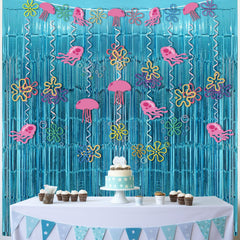 Cogniplay fringe backdrop shimmer creates cozy photo space