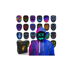 COKOTEE LED mask with gesture sensing switches faces for party fun