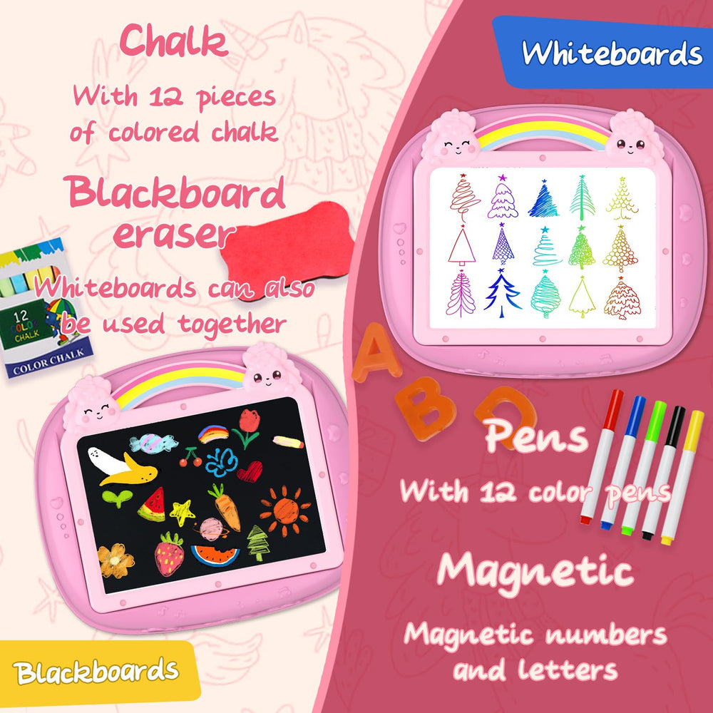 Cokzer toddler double-sided easel for whiteboard and chalkboard activities