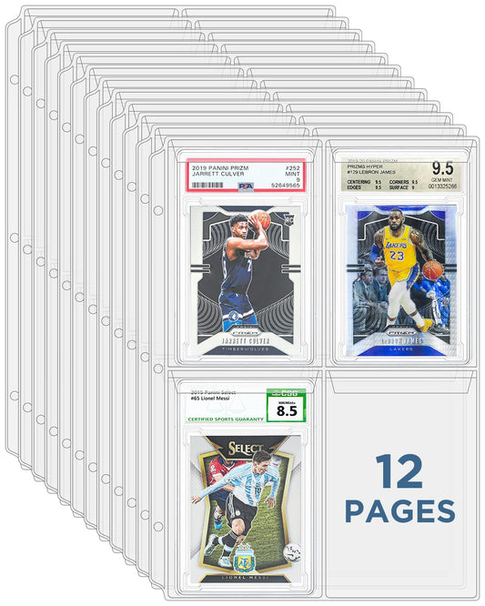 CollectHall graded card sleeves with four pockets for PSA slabs, ideal for display.
