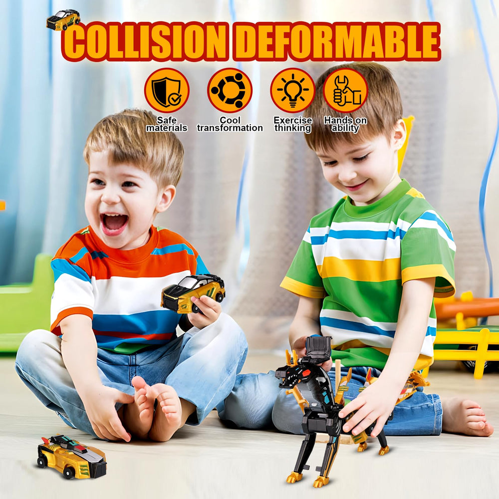 Collision Transforming Dinosaur Car Toy demonstrates dragon transformation with wings.