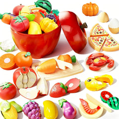 Colnic colorful pretend food sparks imaginative cooking and recognition of fruits.