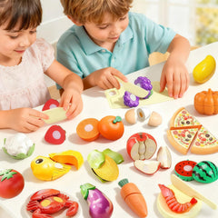 Colnic pretend play food apple wedges highlights safe, durable pieces for fine motor practice.