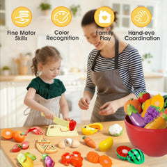 Colnic plastic knife enables safe cutting practice during pretend meals.