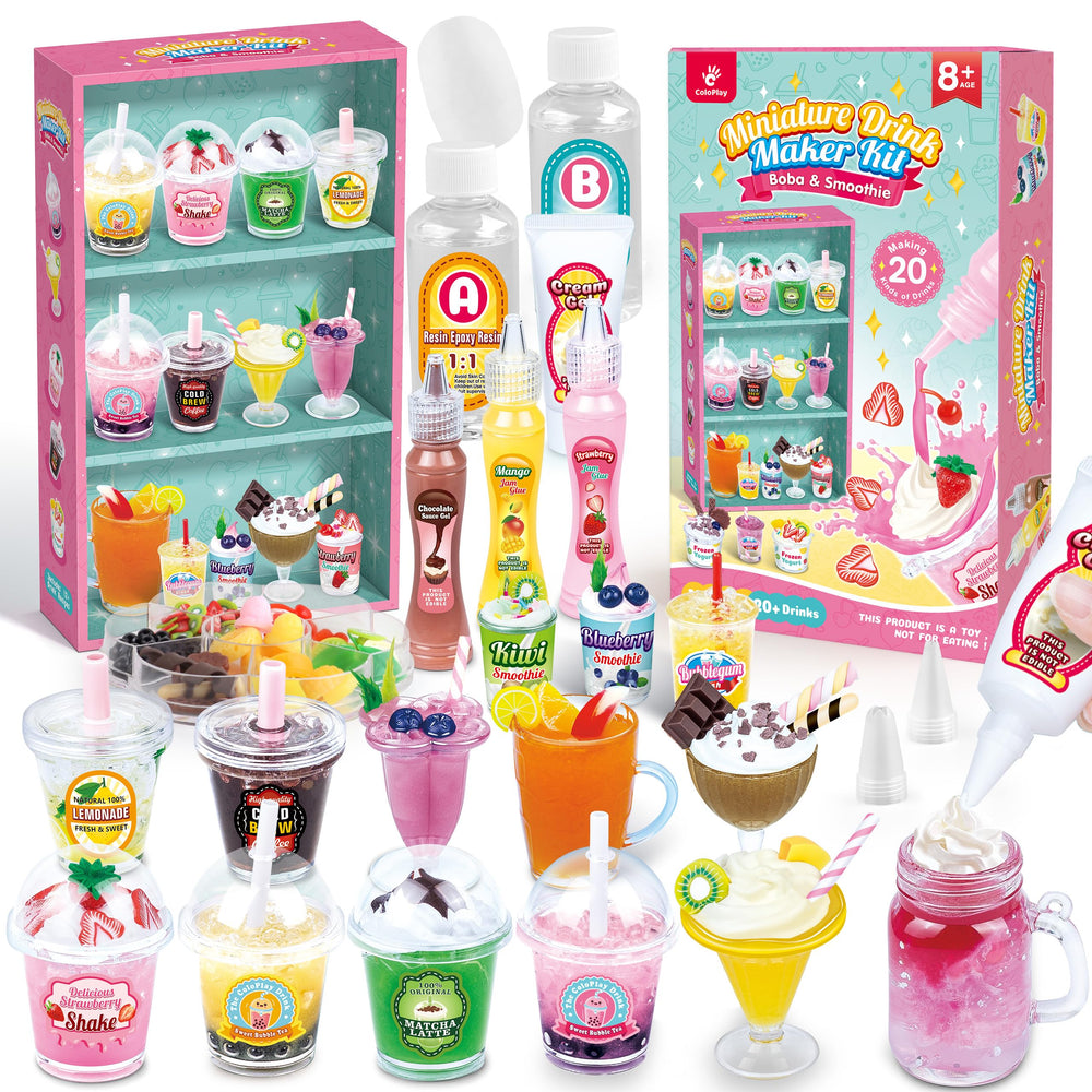 ColoPlay miniature drink kit contents with colorful pieces for imaginative pretend play.