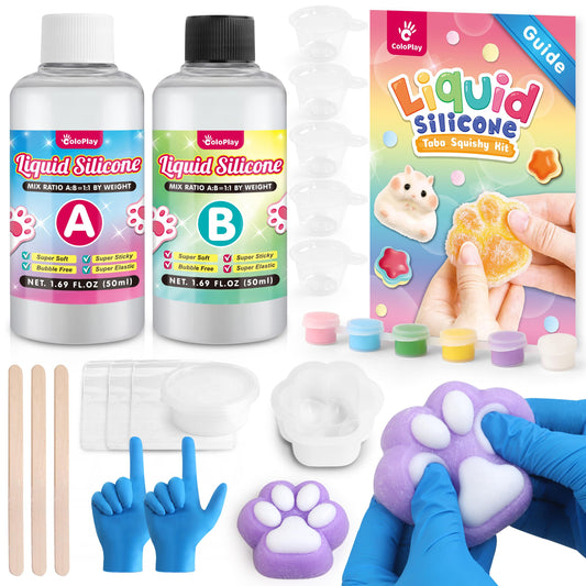 ColoPlay Taba Squishy Kit cat paw mold for creative stress relief through playful crafting.
