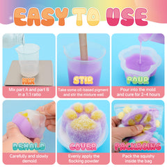 ColoPlay Taba Squishy Kit fast cure features 2-3 hour setting at 77°F (25°C).
