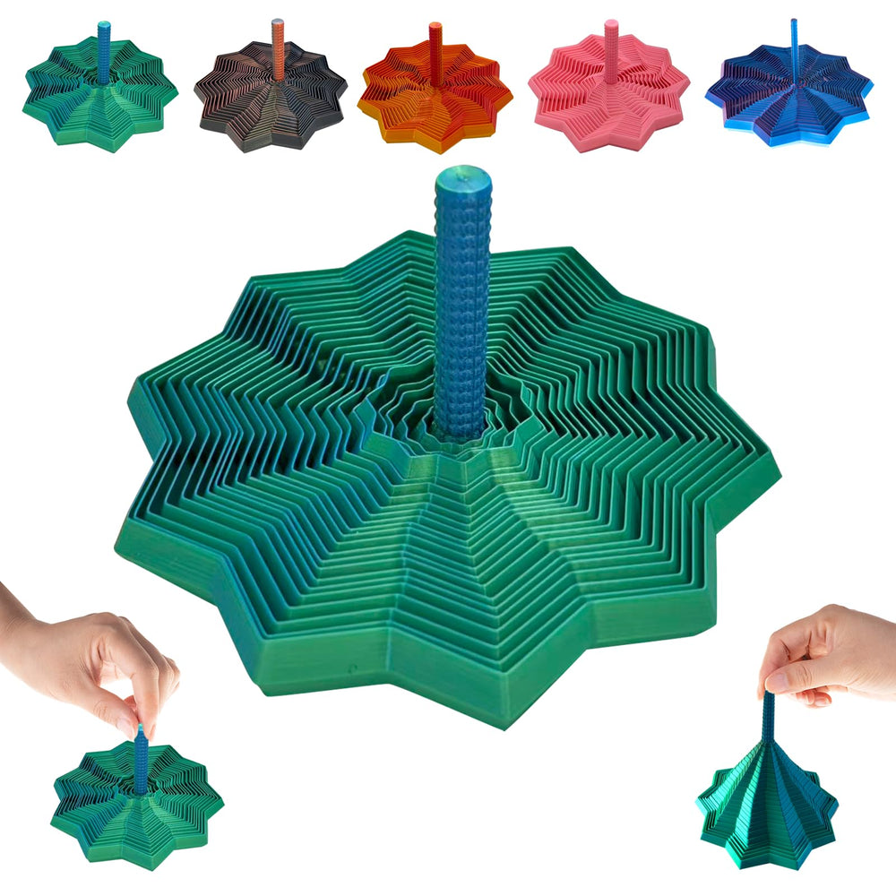 Colorful 3D Printed Expanded Sensory Fidget Star with handles for focused work.