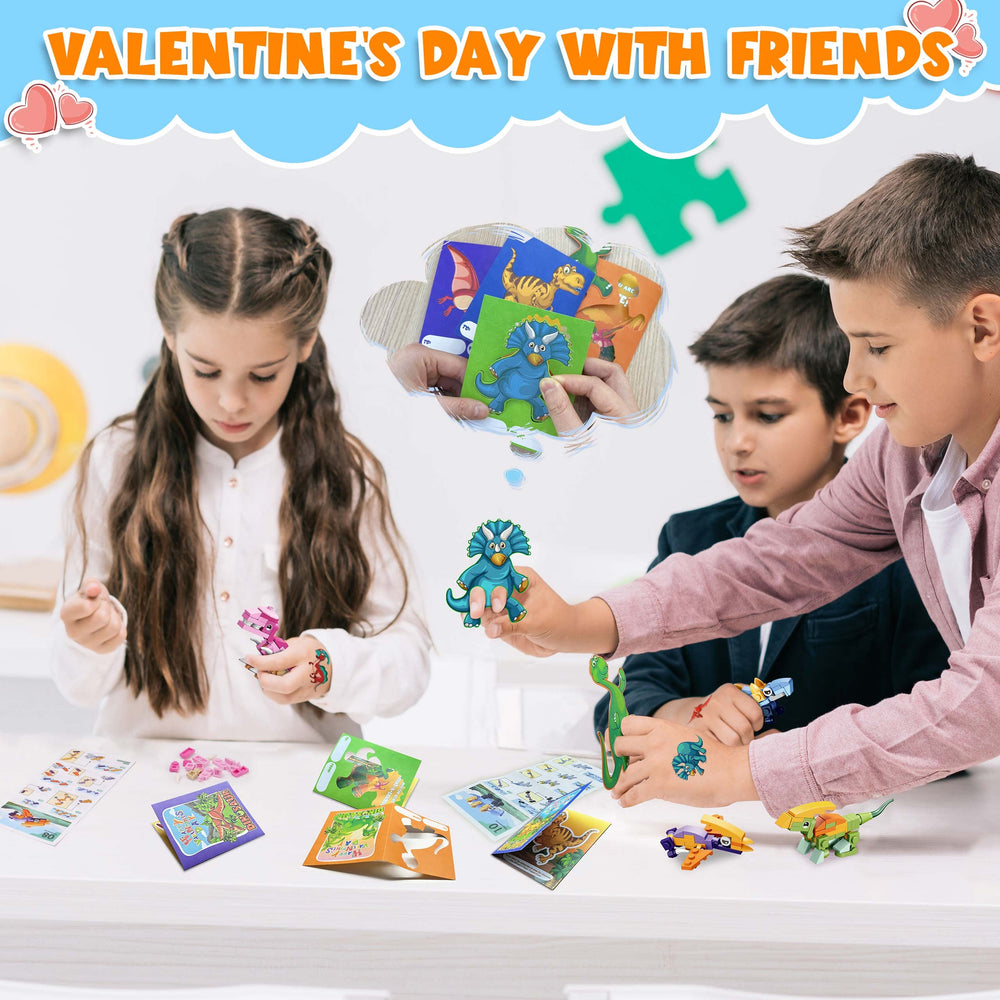Colplay dinosaur building activity promotes teamwork and creative play.