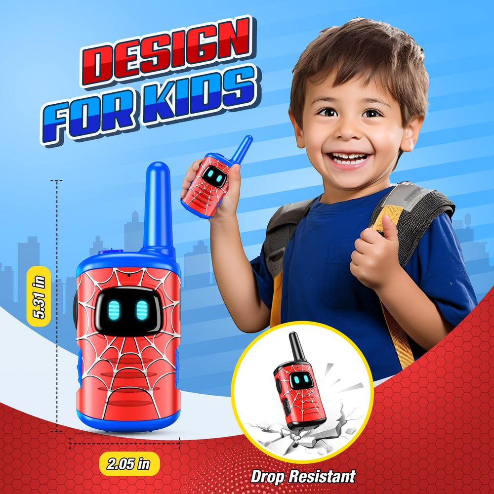 Comedyfun walkie talkie shown with built-in rechargeable battery for long outdoor sessions.