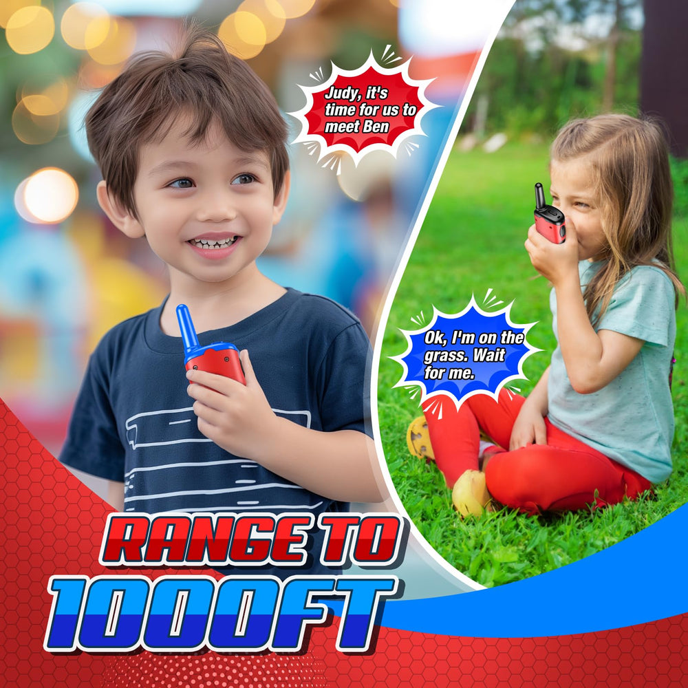 Comedyfun walkie talkie featuring easy push-to-talk button for kids on the move.
