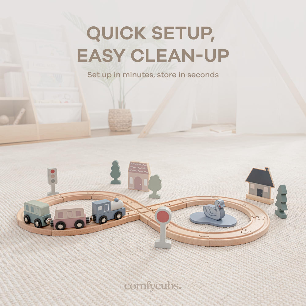 Comfy Cubs beech and pine wood pieces ensure durable, smooth play surfaces