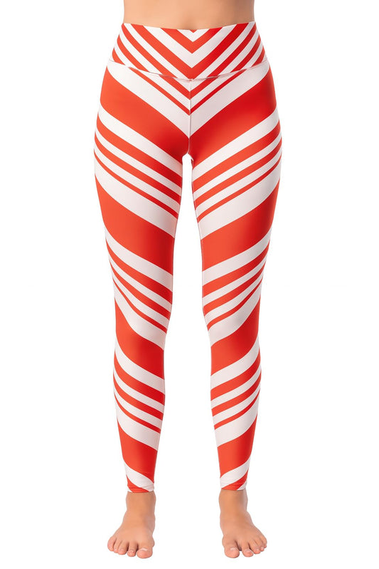 ComfyCamper Christmas leggings with Santa print, cozy for festive photos.