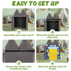 ComfyKit panel setup on couch shows easy attachment and theme switching.