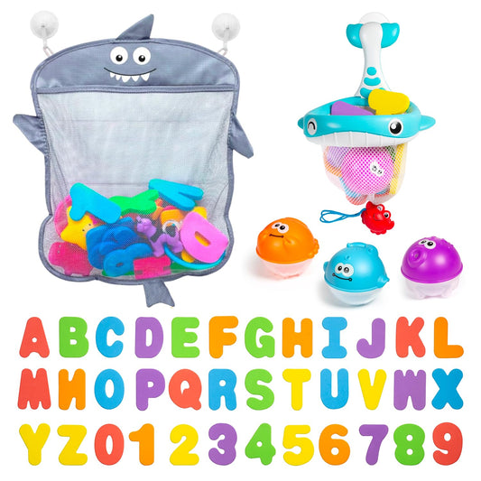 Comfylife bath toy organizer mounted on tub keeps bath toys within reach.