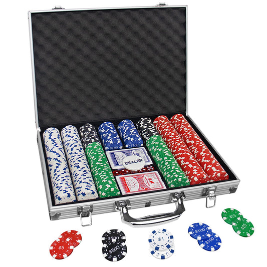 Comie poker chips 500pc set close-up showing durable casino-style chips for home games.