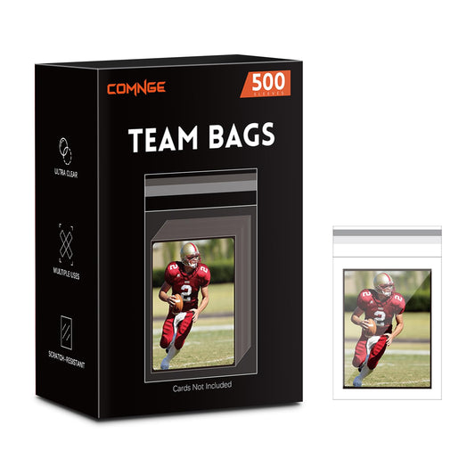 Comnge 500ct team bag with secure seal protects cards from spills