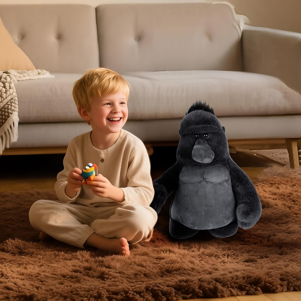 Comnonage gorilla plush has expressive eyes and friendly smile
