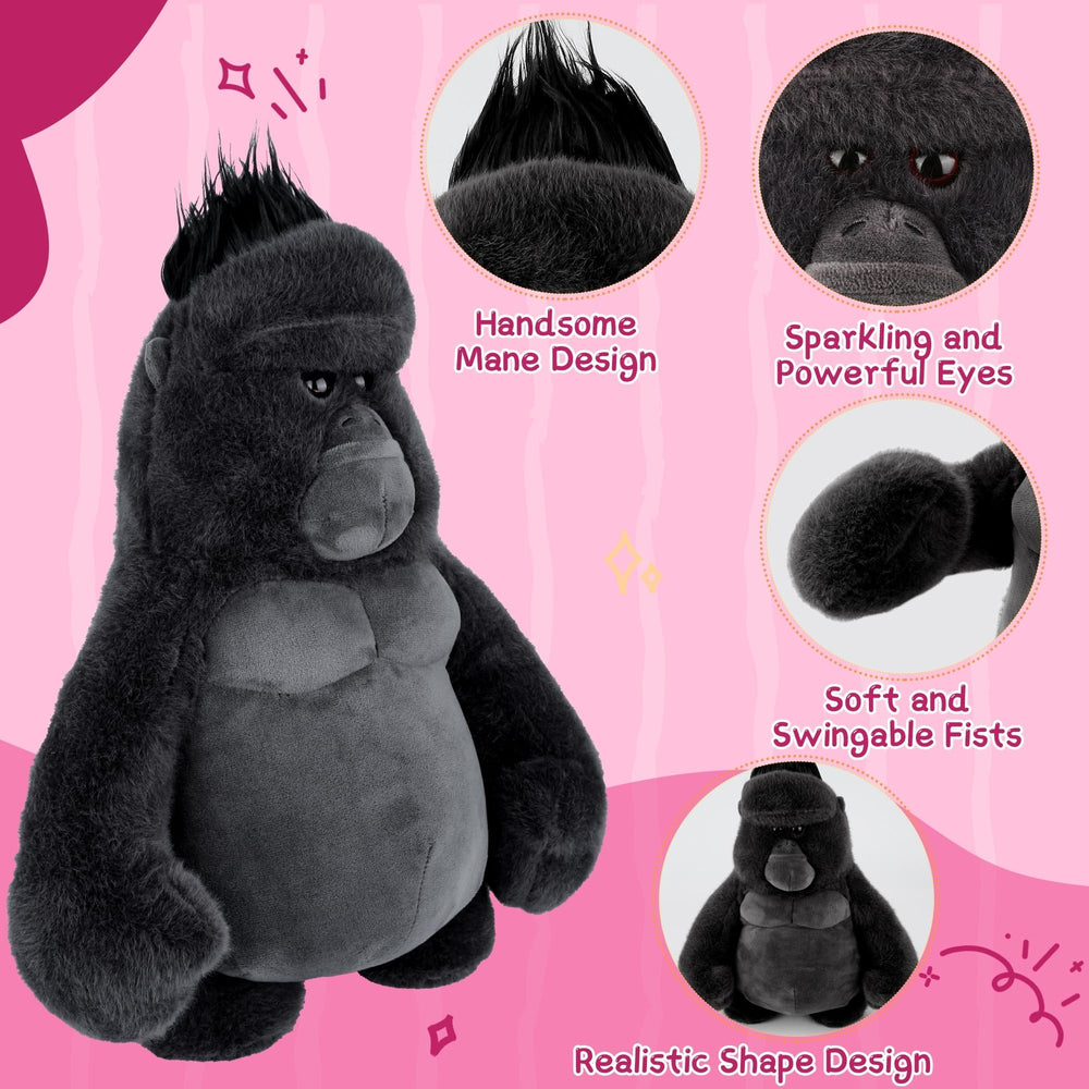 Comnonage gorilla plush soft materials highlight premium velvet feel and comfort.
