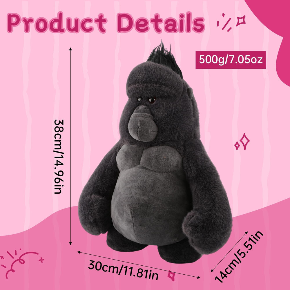 Comnonage gorilla plush decor adds warm majestic accent to sofas and bedrooms.