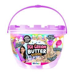 Compound Kings Ice Cream Butter Cloudz slime bucket with purple, pink, and white swirls for tactile fun