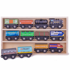 Conductor Carl Playtime Express front view offers colorful wooden locomotive for imaginative play