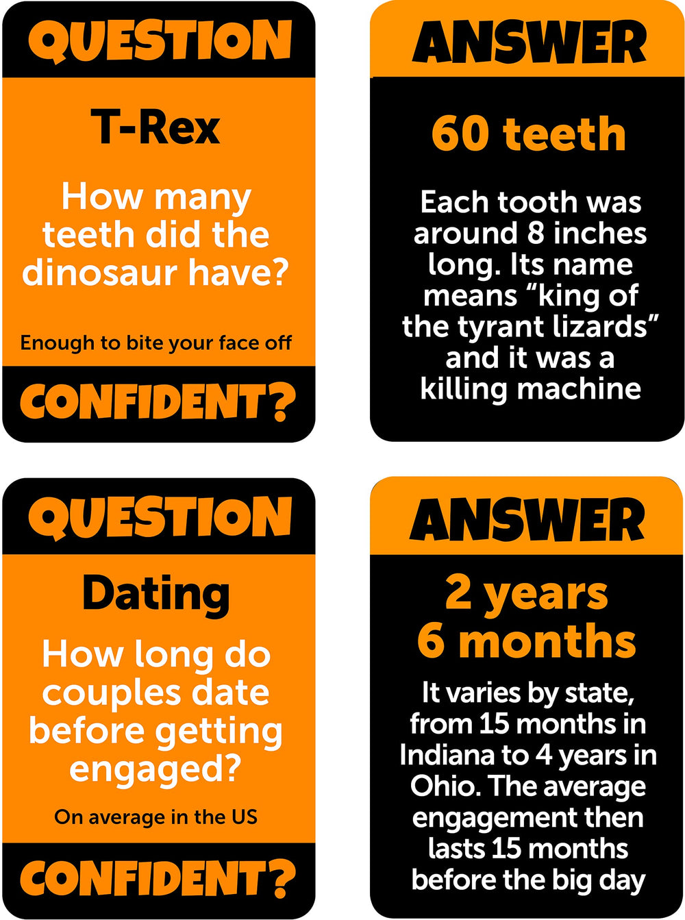Kids and adults enjoy CONFIDENT? with age-adaptable prompts for a 12+ audience.