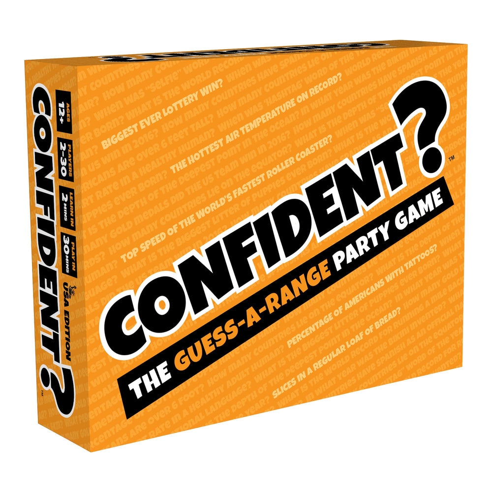CONFIDENT? party game setup for a lively family game night and quick rounds.