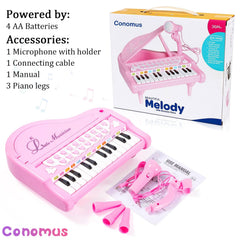 Conomus piano keyboard toy LED butterfly display enhances visual engagement.