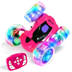 Contixo SC3 pink RC stunt car front view, eye-catching for kids' playtime.