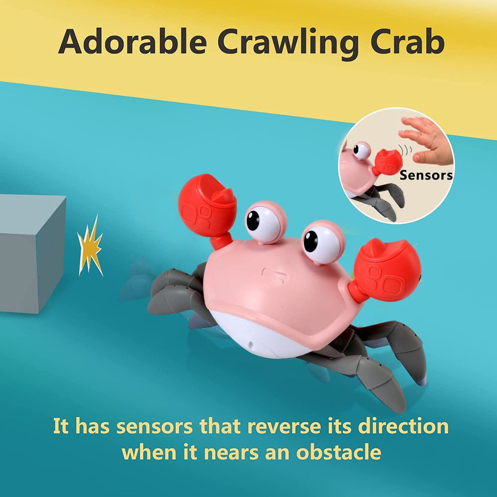 Control Future baby crawl-sensor crab demonstrates responsive movement for early motor play.