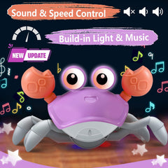 Control Future Purple Crab lights and music enhance infant play sessions.