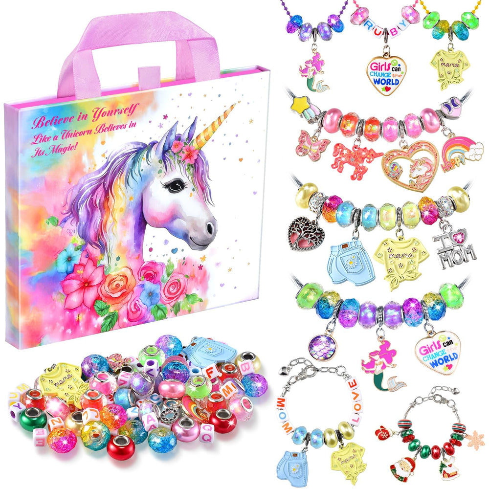 COO&KOO girls charm bracelet kit featuring unicorn charms for creative play.