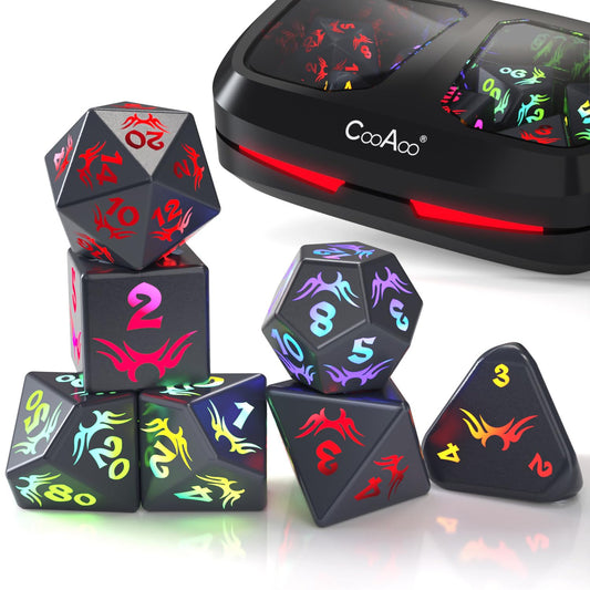 CooAoo Light Up DND Dice Set with antlers design for immersive gameplay