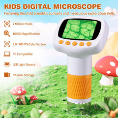 Coobest Pocket Kids Microscope LED ring lighting in use