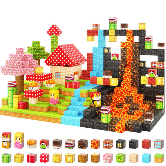 Coodoo 110pcs magnetic blocks with teleport pipes for imaginative travel play