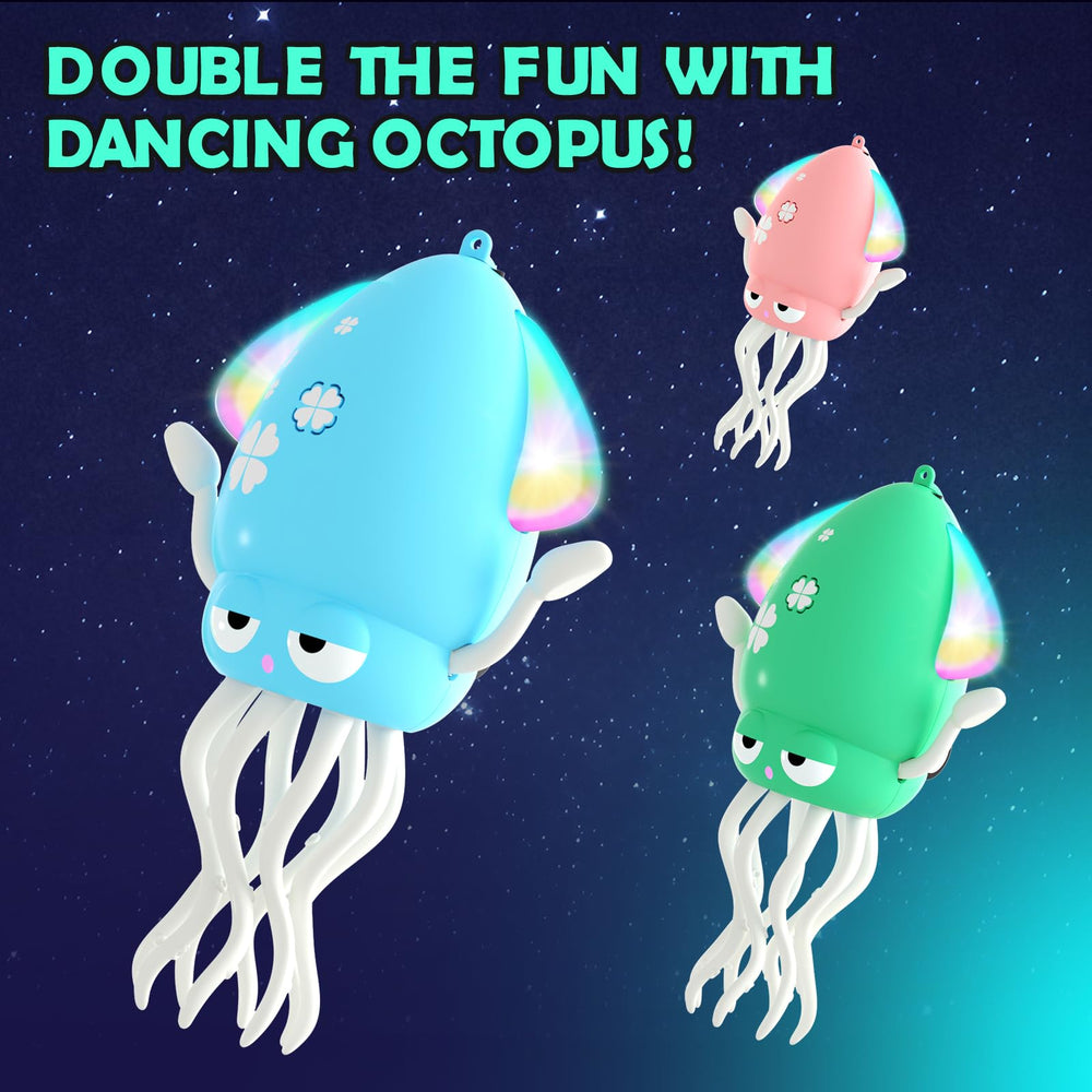 Coodoo Dancing Octopus blue plays eight tunes with adjustable volume.