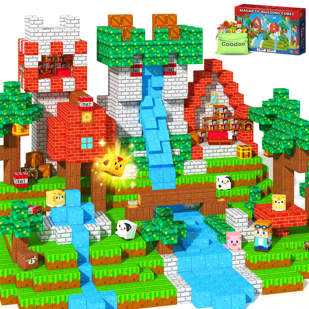 Coodoo forest-builder pieces closeup showcase vibrant magnets for imaginative play.