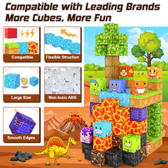 Coodoo Mine Magnet World dinosaur figures enhance storytelling builds