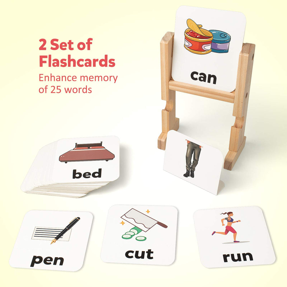 Coogam child using spelling game on table to build words