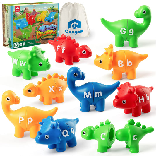 Coogam dinosaur alphabet set front view with colorful letters for early learning