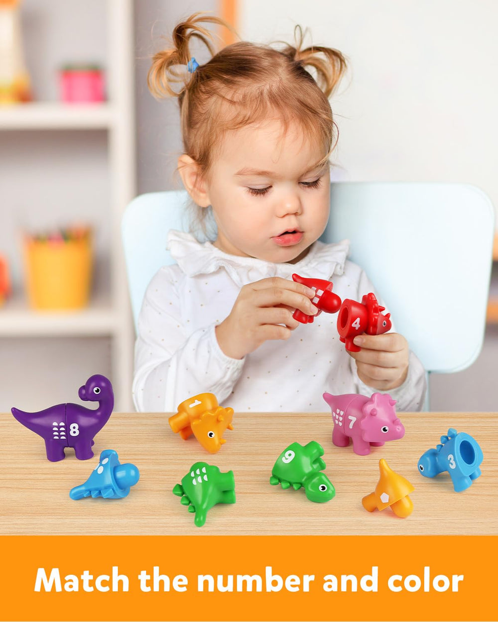 Coogam dinosaur number pairs double-sided pieces support early math skills.
