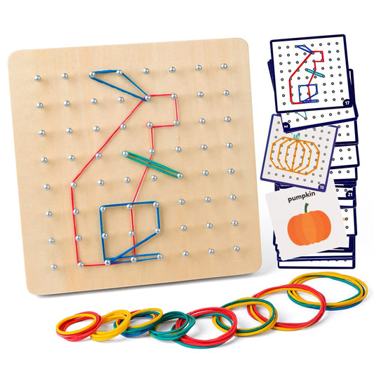 Coogam Geoboard wooden board with 64 nails for geometric exploration