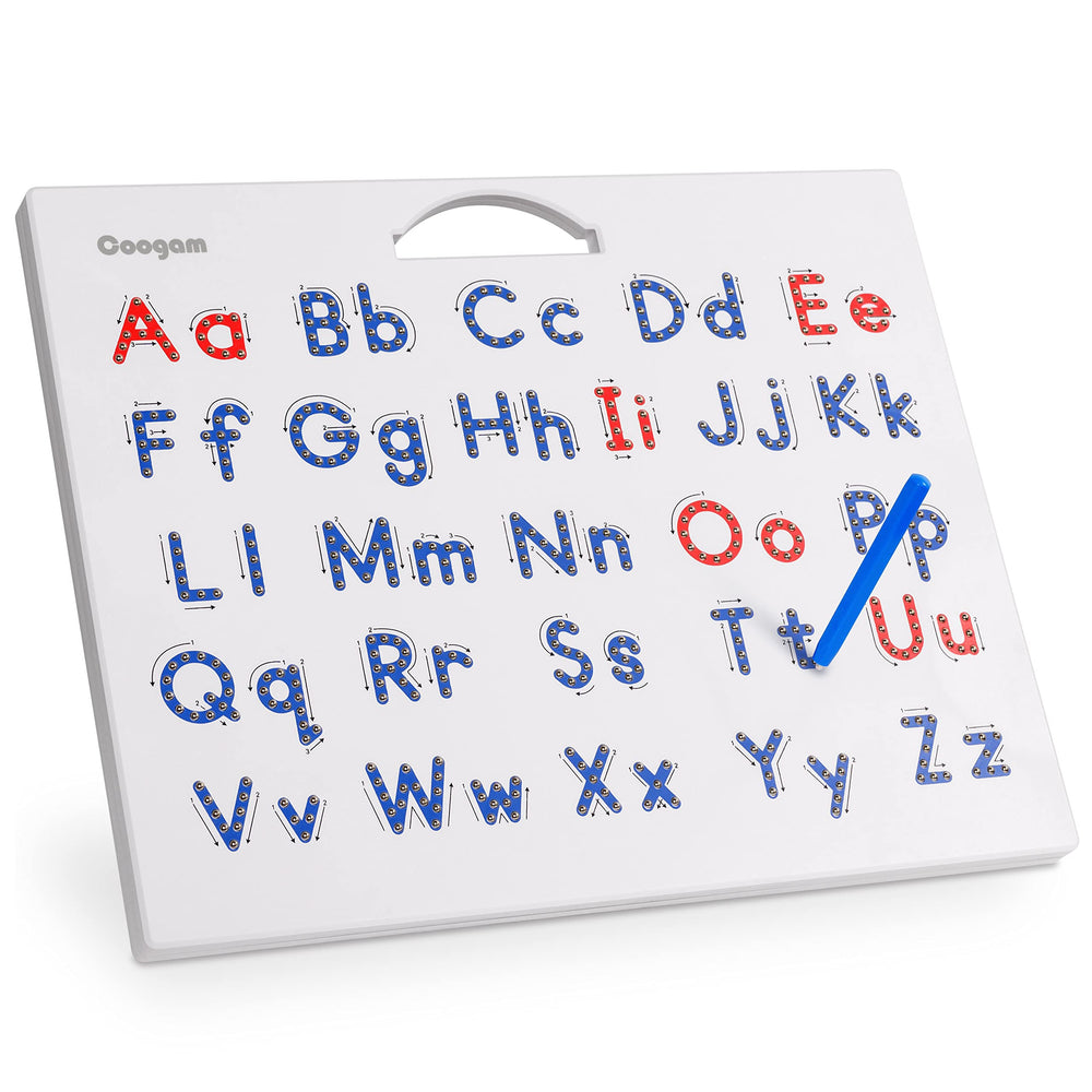 Coogam magnetic letters practicing board front view for alphabet tracing